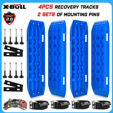 X-BULL 4X4 Recovery tracks 10T 2 Pairs/ Sand tracks/ Mud tracks/ Mounting Bolts Pins Gen 2.0 -Blue